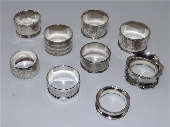 9 silver napkin rings